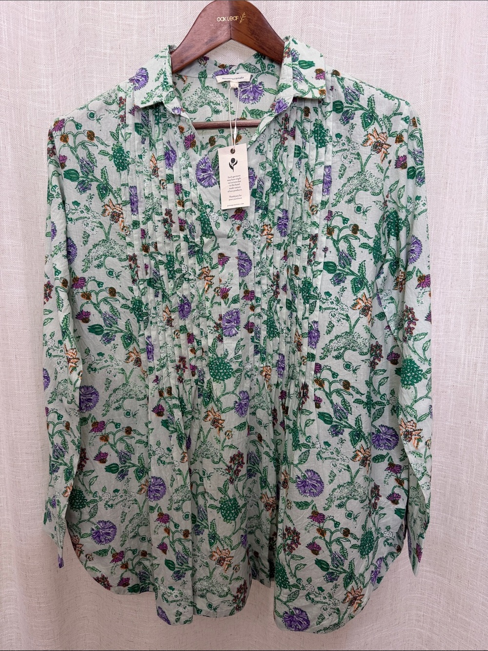 Pomegranate Pin-Tuck Collared Tunic Top Size Small Brand New W/Tags Size Small